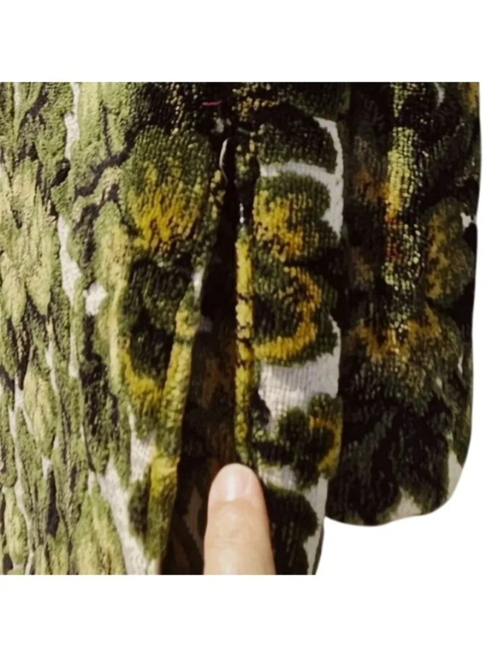 60s Cut Velvet Swing Car Coat Floral Plus Size Satin Lined XL/1X Volup Vintage - Picture 5 of 15